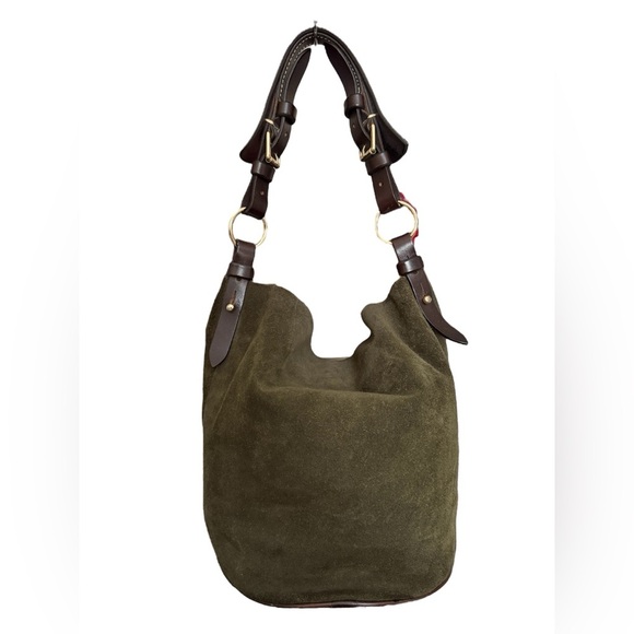 Dooney & Bourke Olive Green Suede Shoulder Bag EUC - Picture 2 of 5